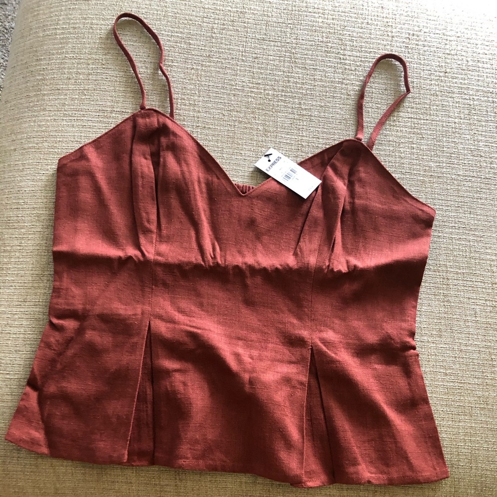 Express smocked back linen cami